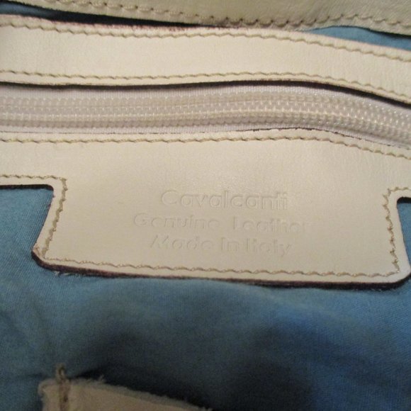 Cavalcanti Italian Leather Purse Bag Tote Cream - Picture 8 of 13